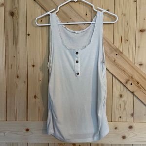 Women's Maternity White Button Henley Tank Top